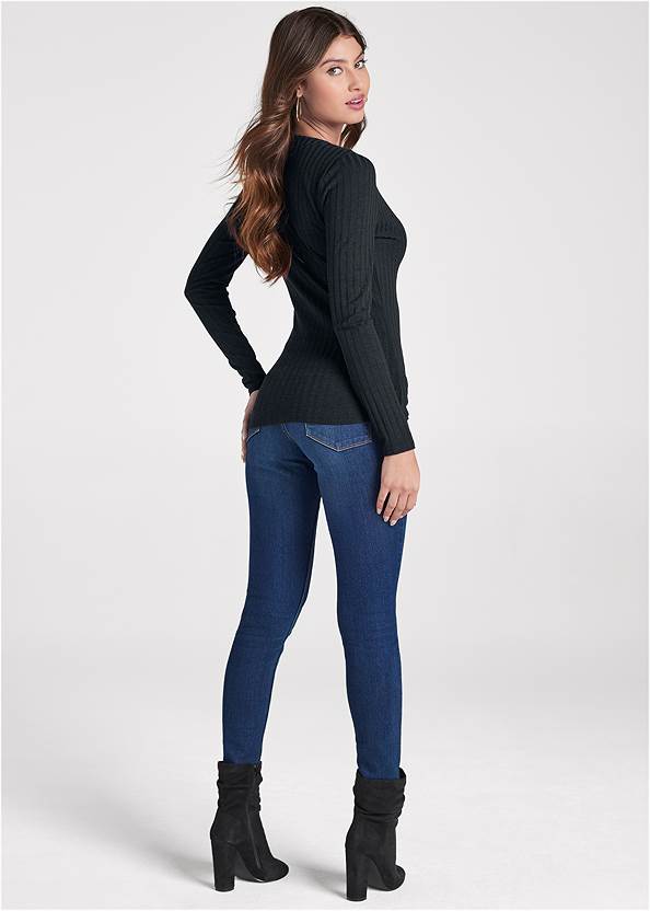 Back View Ribbed Long Sleeve Top