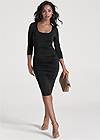 Full front view Hi-Def Ruched Bodycon Midi Dress
