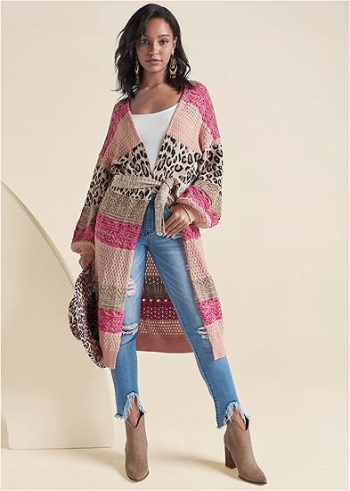 Mixed Print Belted Duster