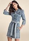 Cropped front view Button-Up Denim Dress