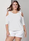 Front View Strappy Cold-Shoulder Top