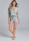 Full Front View Cozy Hacci Lace-Up Shorts Set