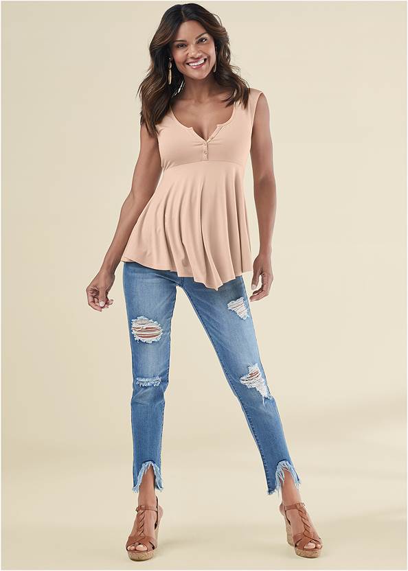 Front View Henley Babydoll Top