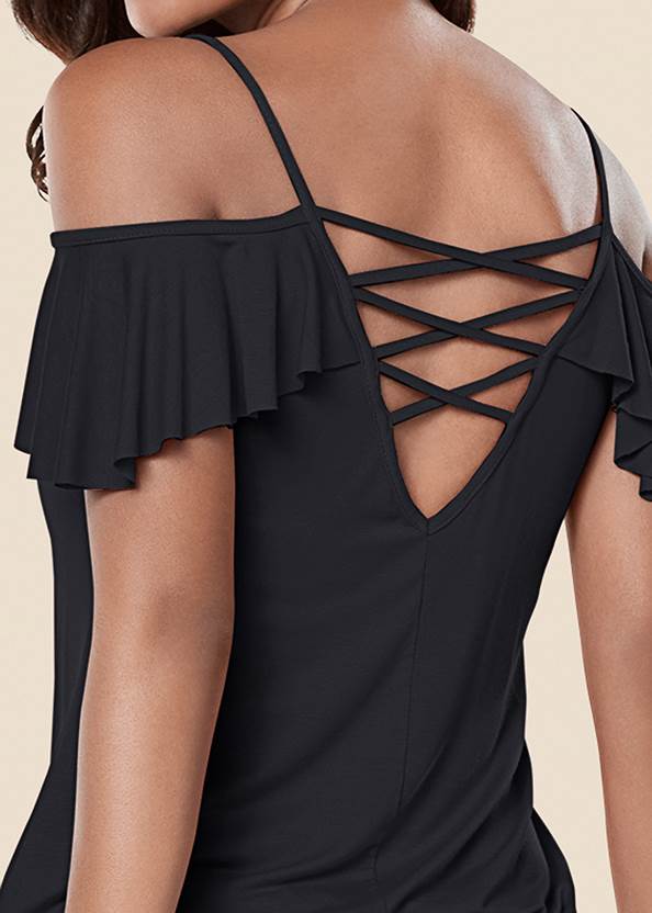 Alternate View Ruffle Cold-Shoulder Top