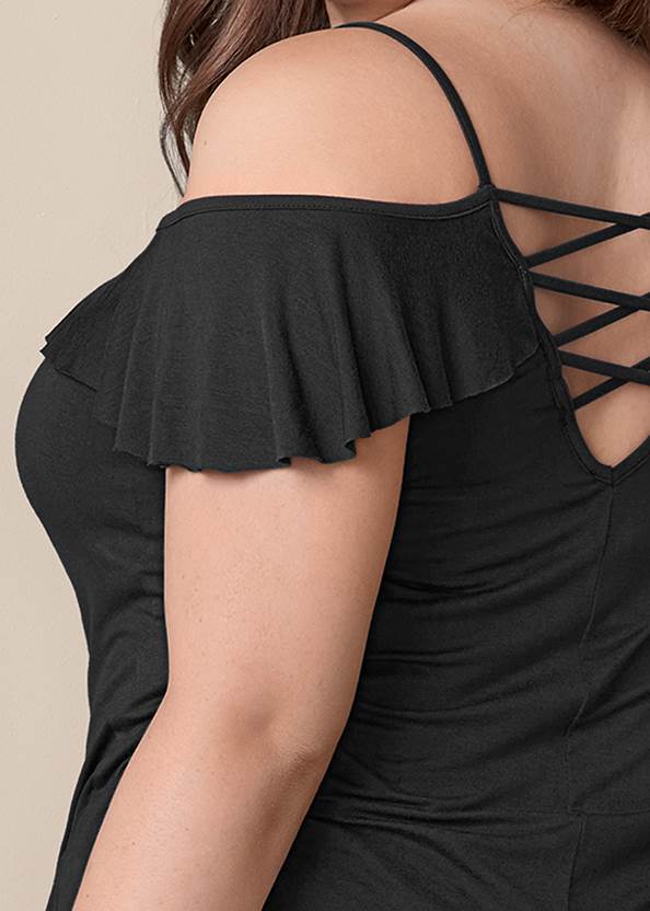 Alternate View Ruffle Cold-Shoulder Top
