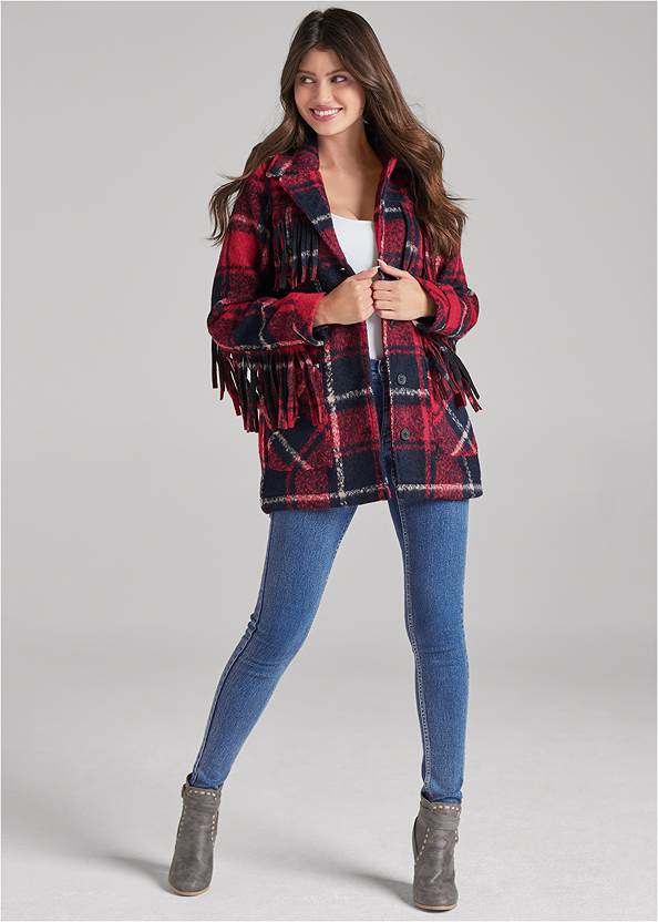 Full front view Plaid Print Shacket