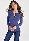 Front View Ribbed Long Sleeve Top