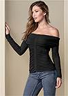 Front view Ruched Off-The-Shoulder Top