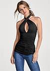 Cropped front view Ruched Halter Top