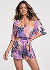 Front View Mixed Print Wrap Tie Romper