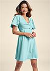 Cropped front view Flutter Sleeve V-Neck Dress, Any 2 For $49