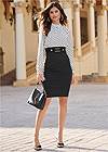 Full front view Belted Pencil-Skirt Dress