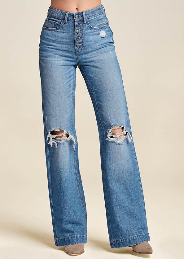 Waist down front view New Vintage Wide Leg Jeans