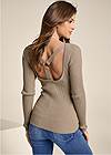 Cropped back view Ribbed Open Back Sweater
