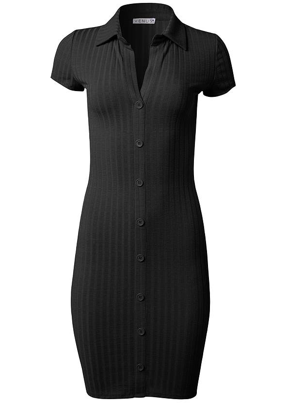 Alternate View Ribbed Button-Front Dress