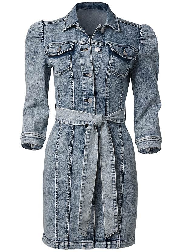 Ghost with background  view Button-Up Denim Dress