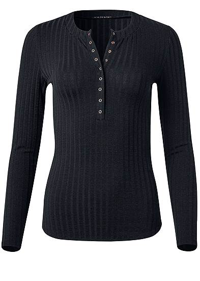 Plus Size Ribbed Long Sleeve Top