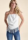Cropped front view Linen Fringe Top