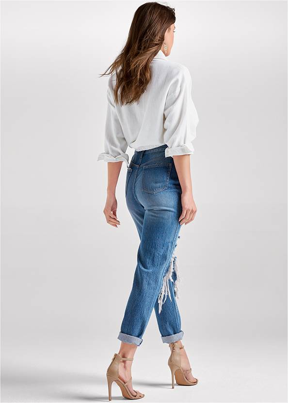Full back view Cropped Linen Top