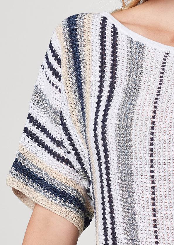 Alternate View Striped Open Knit Sweater