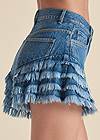 Detail side view Frayed Ruffle Jean Shorts