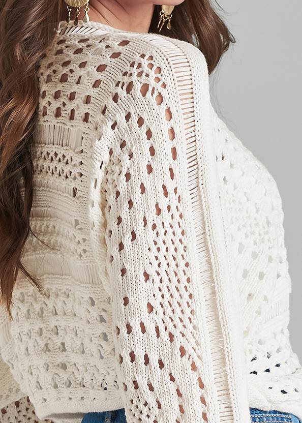 Detail back view Open Stitch Cropped Sweater