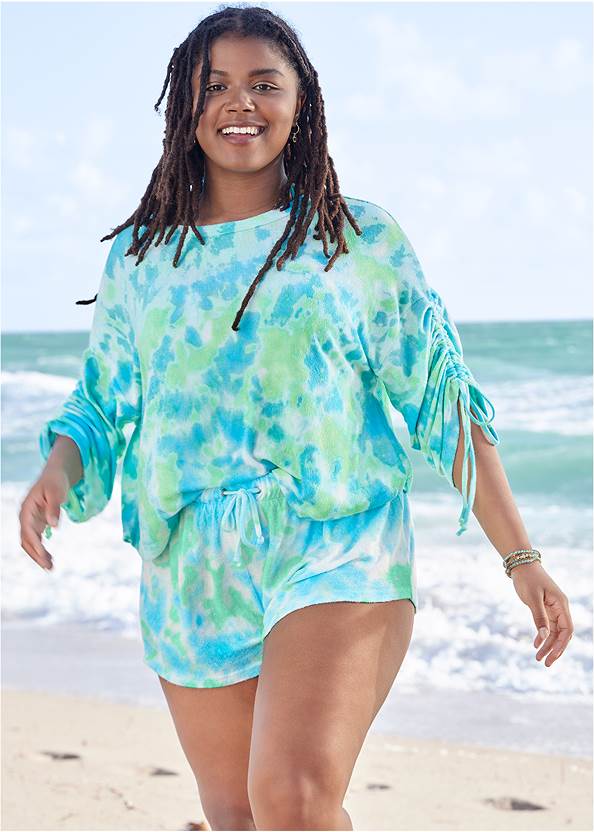 Cozy Terry Top,Terry Cover-Up Shorts,The Genevieve Bottom,Crisscross One-Piece
