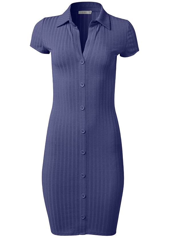 Alternate View Ribbed Button-Front Dress