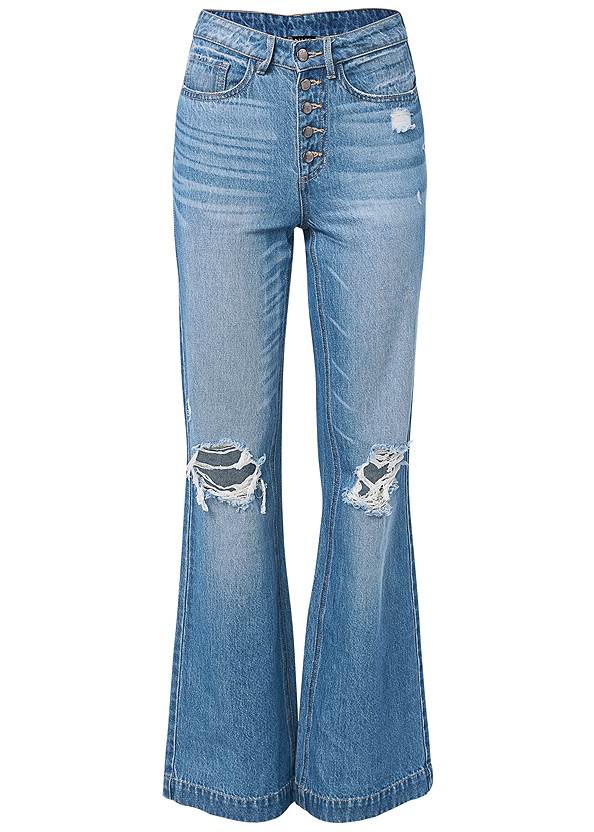 Ghost with background  view Button Front Wide Leg Jeans