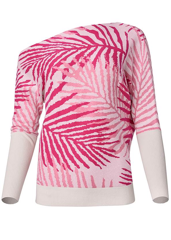 Alternate View Palm Print Off-Shoulder Sweater