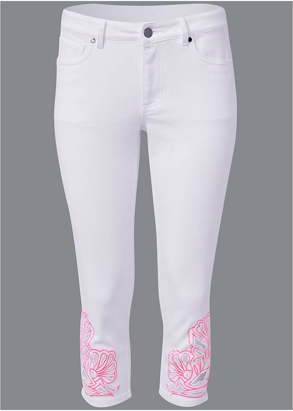Ghost with background  view Embroidered Trim Capris