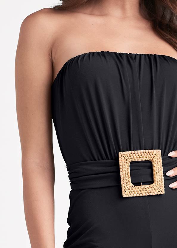 Detail back view Strapless Belted Jumpsuit
