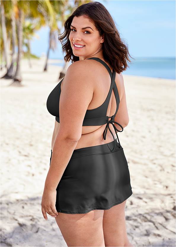 Sleek Cross Back Top,Skirted Mid-Rise Bottom,Classic Hipster Mid-Rise Bottom,Full Coverage Mid-Rise Hipster Bikini Bottom,Shirred High-Waist Bottom,Underwire Wrap Top,Gathered Neckline Cover-Up Dress