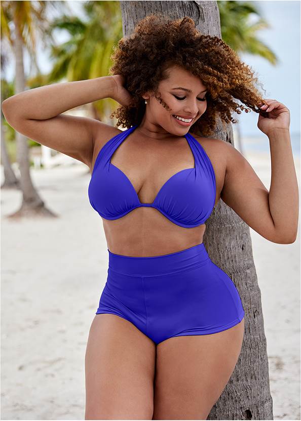 Marilyn Underwire Push-Up Halter Top,High-Waist Cheeky Swim Shorts,Classic Hipster Mid-Rise Bottom,Full Coverage Mid-Rise Hipster Bikini Bottom,The Marilyn Bottom,Enhancer Push-Up Triangle Top,Two Sets Of Sliders