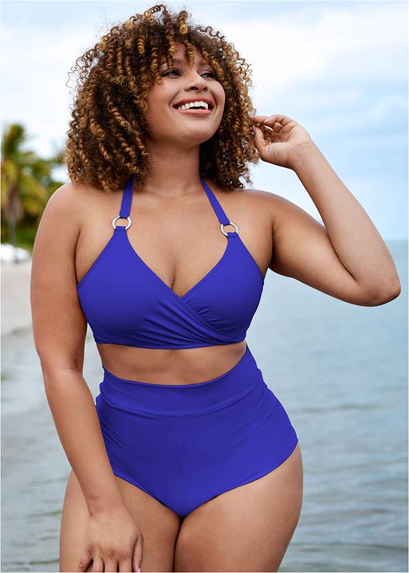 Underwire Wrap Top,High-Waist Cheeky Swim Shorts,Classic Hipster Mid-Rise Bottom,Full Coverage Mid-Rise Hipster Bikini Bottom,Adjustable Mid-Rise Bottom,Skirted Mid-Rise Bottom,Lovely Lift Wrap Bikini Top,Sleeveless Cover-Up Duster,Circular Woven Bag
