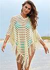 Front View  Exotic Fringe Poncho Hoodie