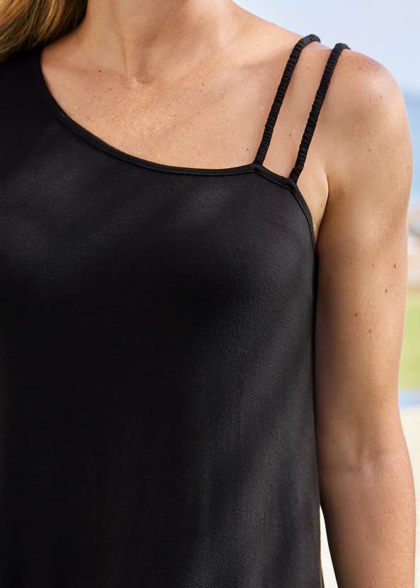 Detail front view Asymmetrical Strappy Tunic