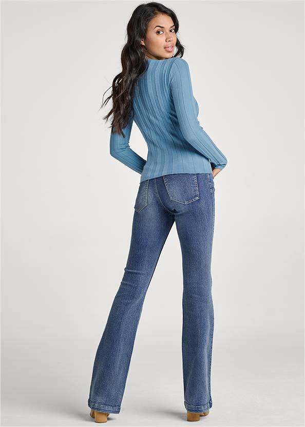 Full back view Twist Front Ribbed Sweater
