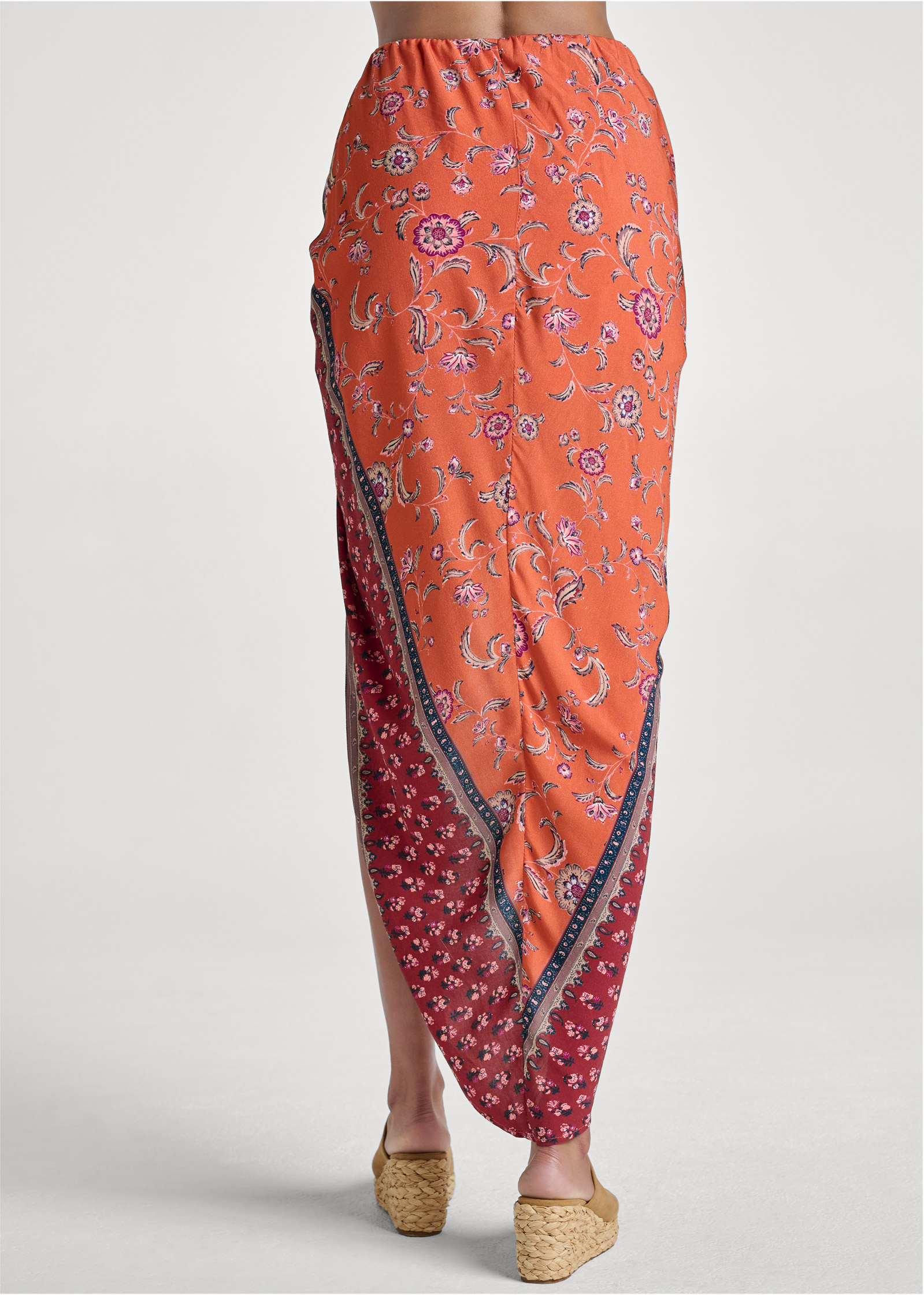 PAISLEY PRINT WRAP SKIRT in Red Multi | VENUS