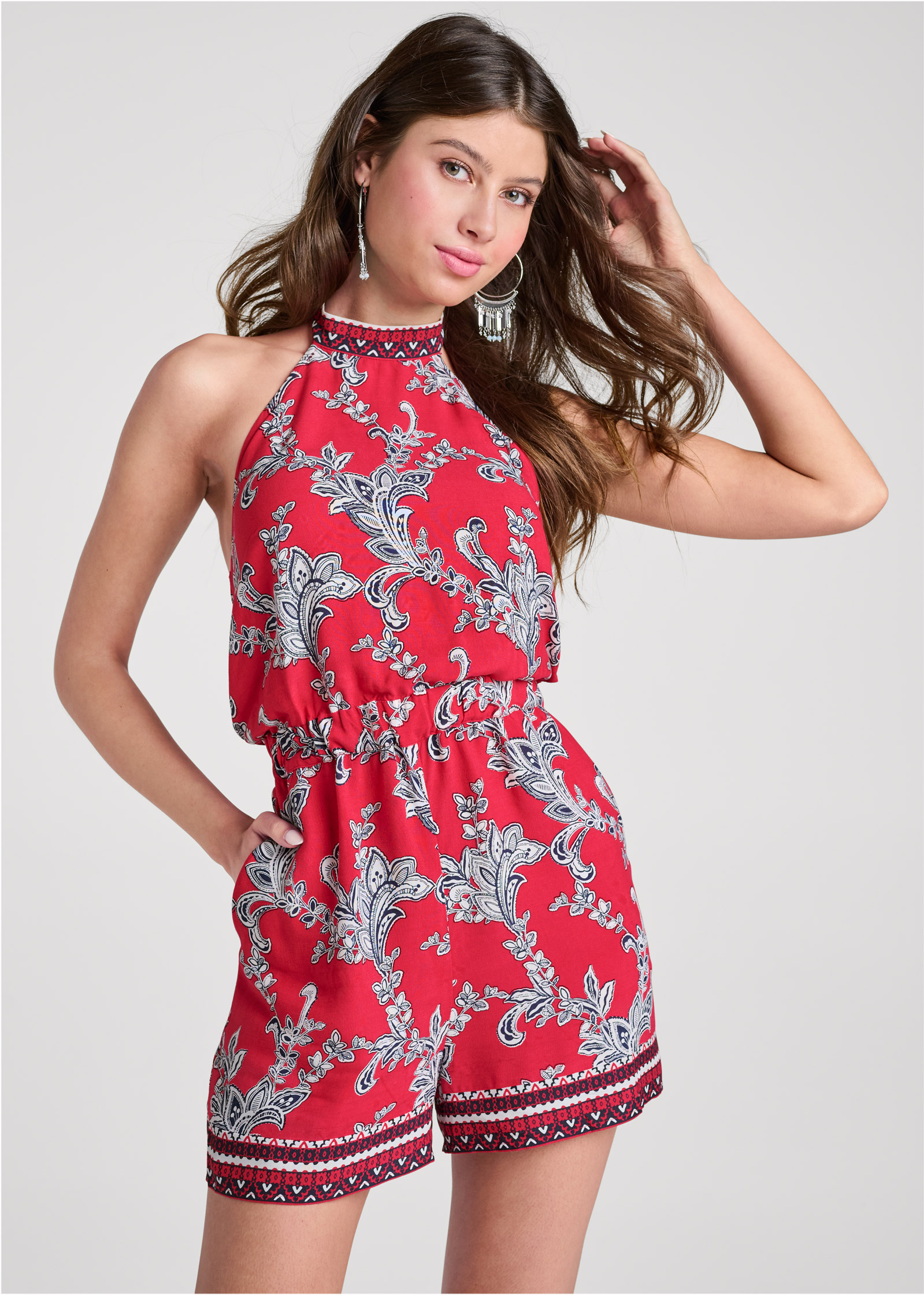 red paisley romper