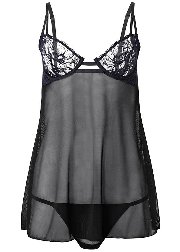 Alternate View Lace And Mesh Babydoll