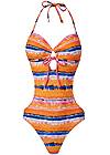 Ghost with background  view Sweetheart Tie-Front Halter Monokini
