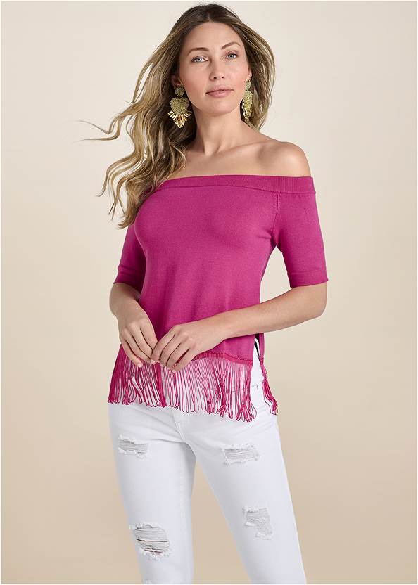 Front View Off-The-Shoulder Sweater