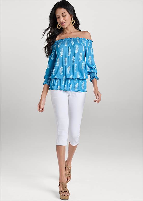 Alternate View Off-The-Shoulder Printed Top
