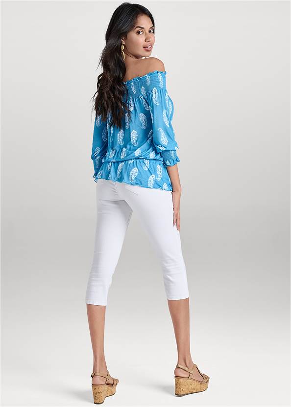Back View Off-The-Shoulder Printed Top