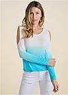 Front View Ombre Cold-Shoulder Top