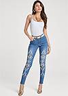 Front View  Embroidered Skinny Jeans