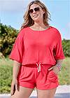 Cropped Front View Short Sleeve Cover-Up