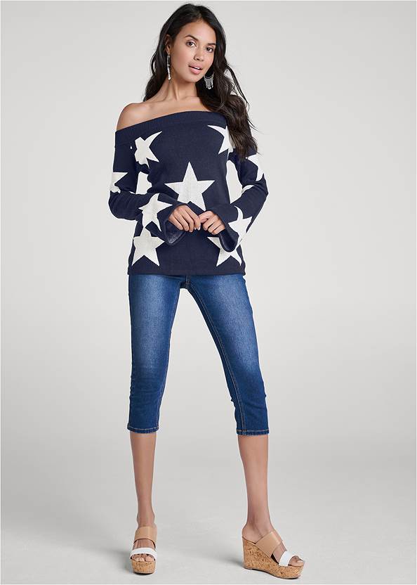 Full front view Star Print Sweater