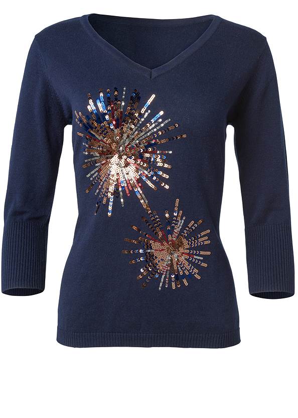 Ghost with background  view Sequin Fireworks Sweater